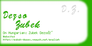 dezso zubek business card